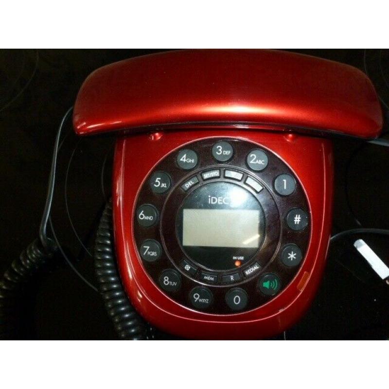 Telephone iDECT in shiny maroon red - push button in a circular shape