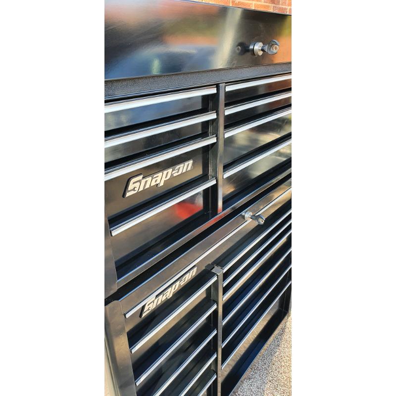 Snap On top box, side shelf and roll cab. Tool storage.