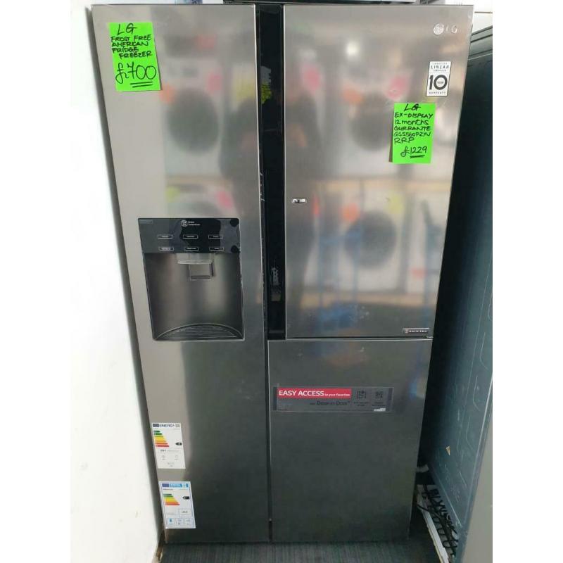 LG ex display chrome fridge freezer water and ice dispenser