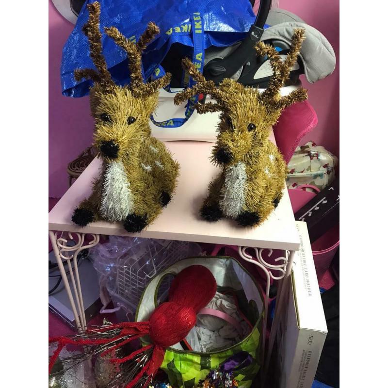 2 large reindeer ornaments