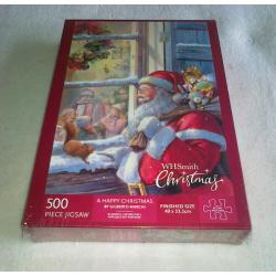 Jigsaw Puzzle A Happy Christmas. Vintage WH Smith 500 piece & finished size is 49cm x 33.5cm
