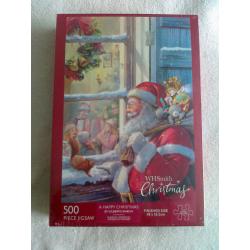 Jigsaw Puzzle A Happy Christmas. Vintage WH Smith 500 piece & finished size is 49cm x 33.5cm