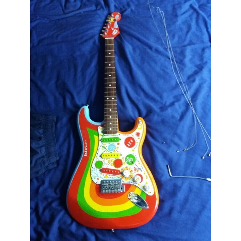 Fender Strat -George Harrison psychedelic Rocky - genuine Fender, not Squire. Condition is "Good"