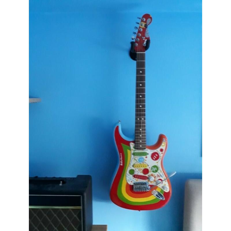 Fender Strat -George Harrison psychedelic Rocky - genuine Fender, not Squire. Condition is "Good"