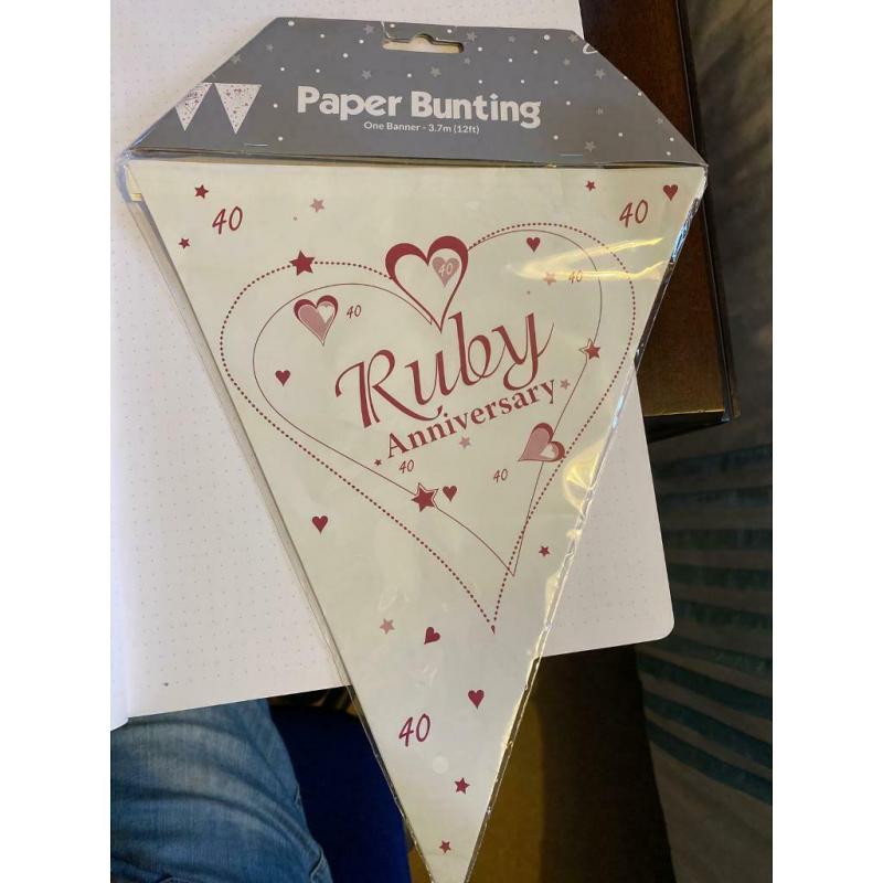 40th (Ruby) Wedding Anniversary Bunting (unopened)