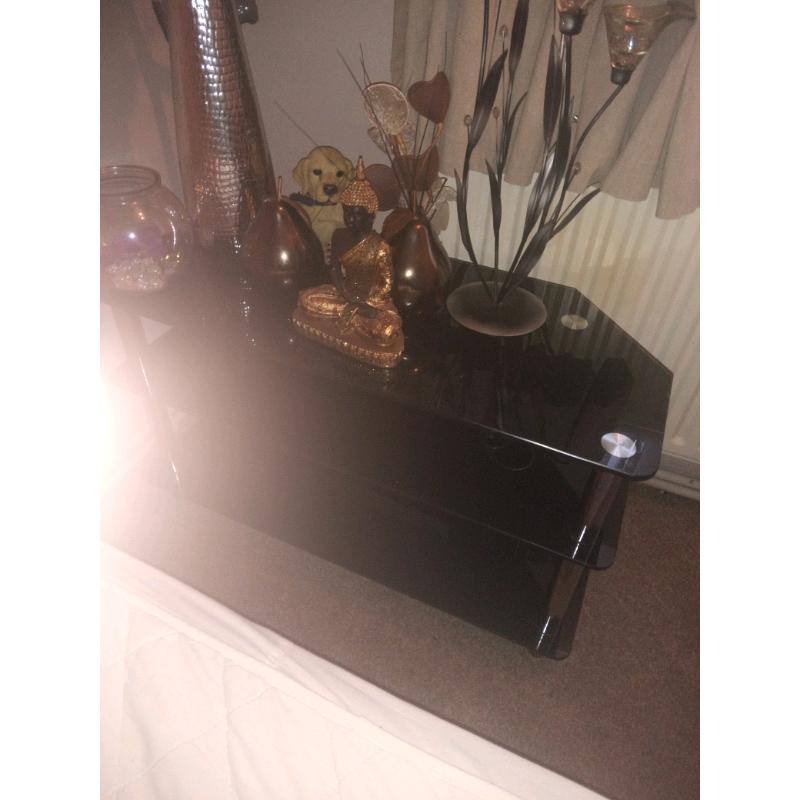 Solid glass 3 tier TV stand