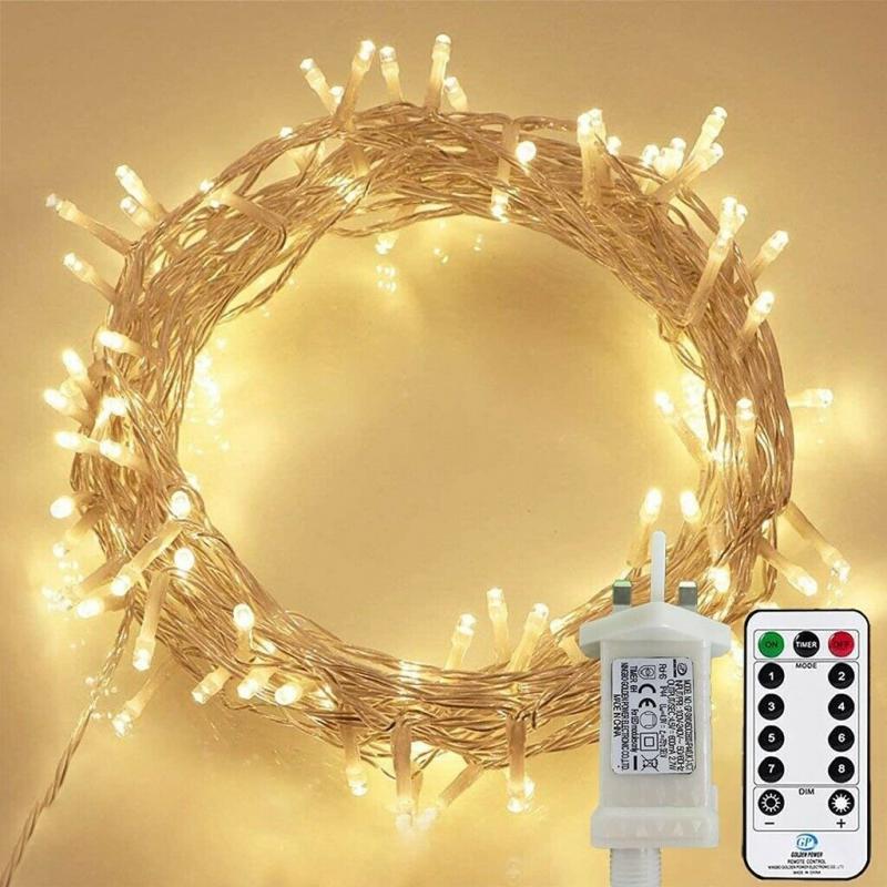 Brand New Warm White String Lights Waterproof, 120 LED 12M/40Ft Fairy Lights Plug in with 8 Modes