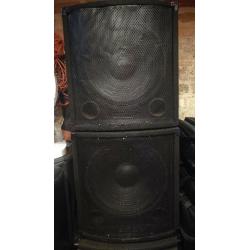 PAIR OF LIGHT WEIGHT 15&quot; PASSIVE BASS BINS 300W RMS .