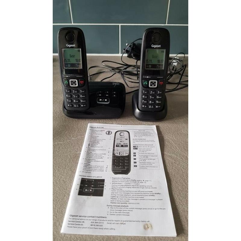 Gigaset Duo AL415A Cordless Phone with Answering Machine - Twin Handsets