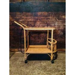 Vintage Mid Century Bamboo Cocktail Trolley Home Bar Drinks Trolley