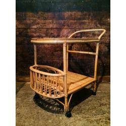 Vintage Mid Century Bamboo Cocktail Trolley Home Bar Drinks Trolley