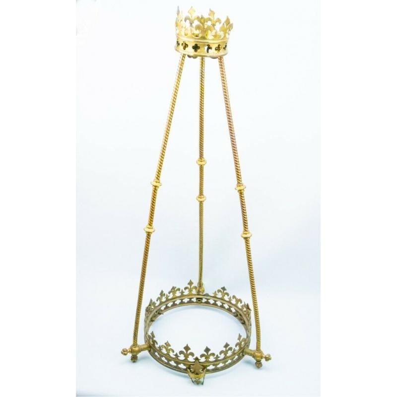 Gothic Revival Brass Chandelier Hanging Light Frame Antique English Vi
