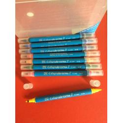 Zig CALLIGRAPHY Extra II -TWIN Point PEN Set (8) - Assorted Colours. NEW.