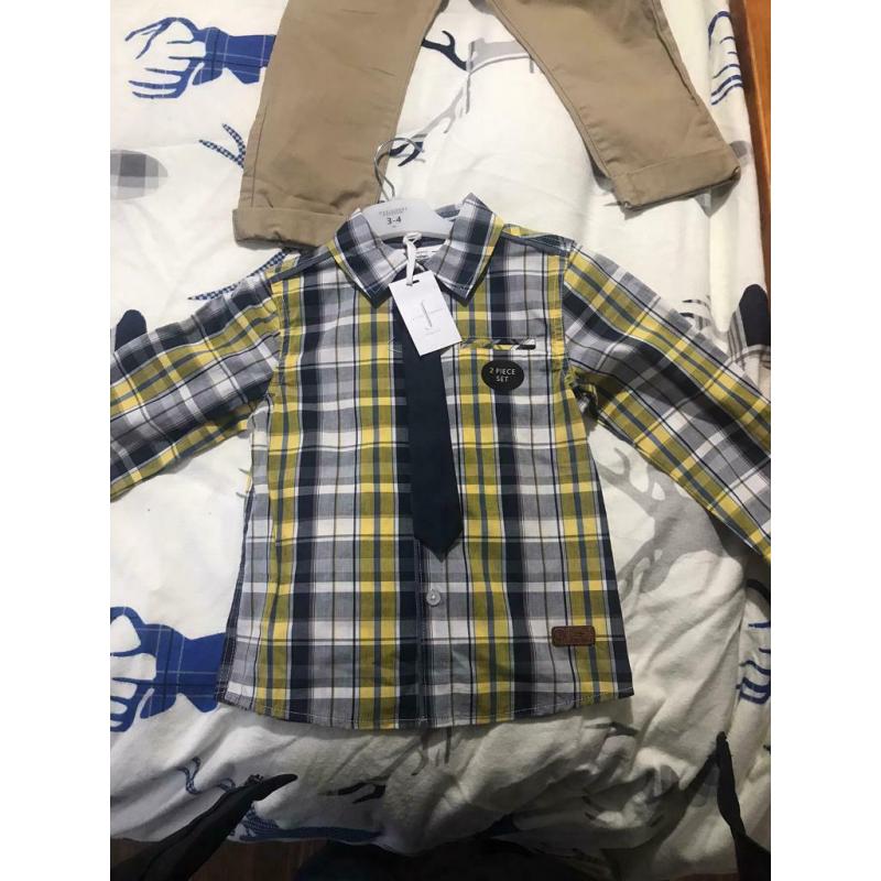 Boys trousers and shirt with tie