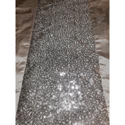 2 x sets Faux champagne silk and silver sequin lined curtains