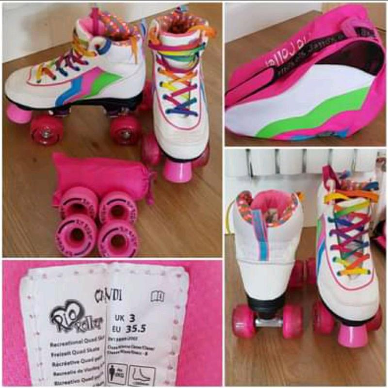 Rio Candi White Roller Skates UK size 3 - used, very good condition