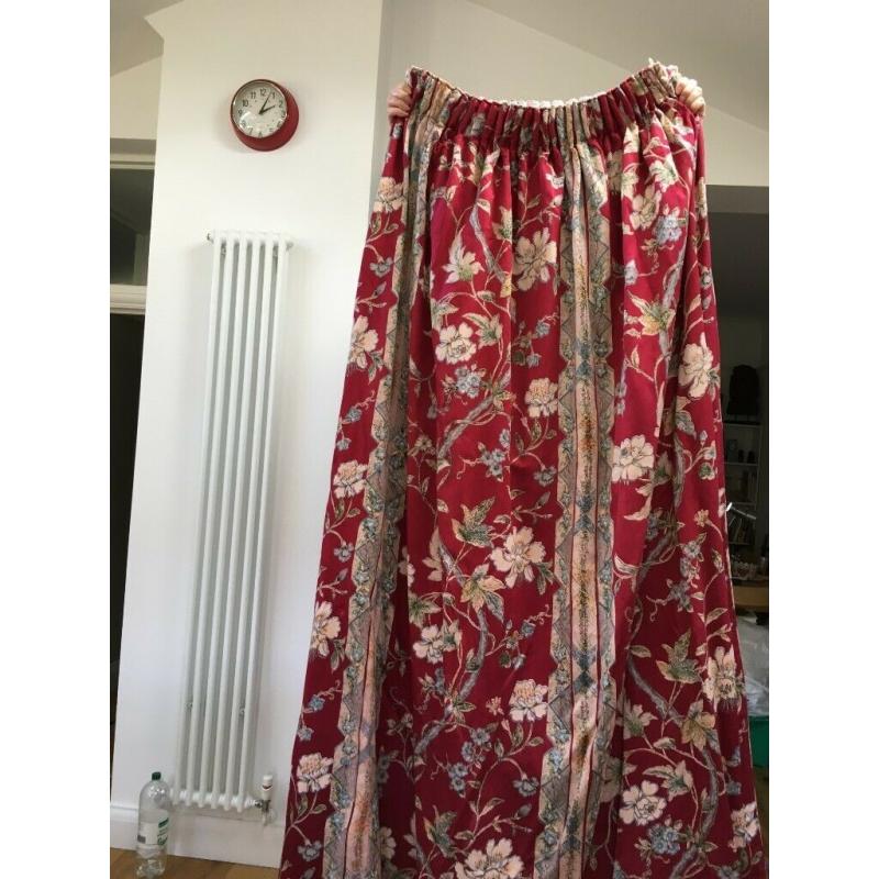 LARGE RED FLORAL HEAVY CURTAINS
