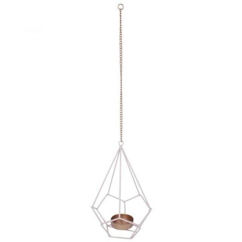 Lilac Wire Geometric Hanging Candle Holder