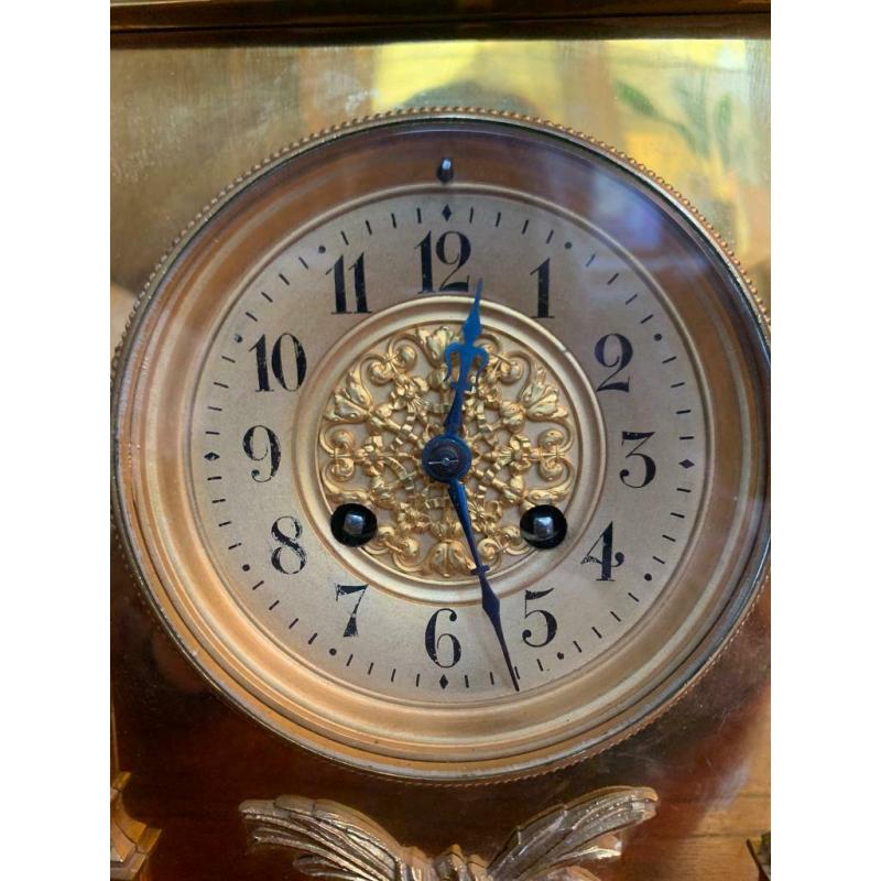 Antique Samuel Marti French ?M?daille D'or? Brass & Gold Gilded Mantle Clock