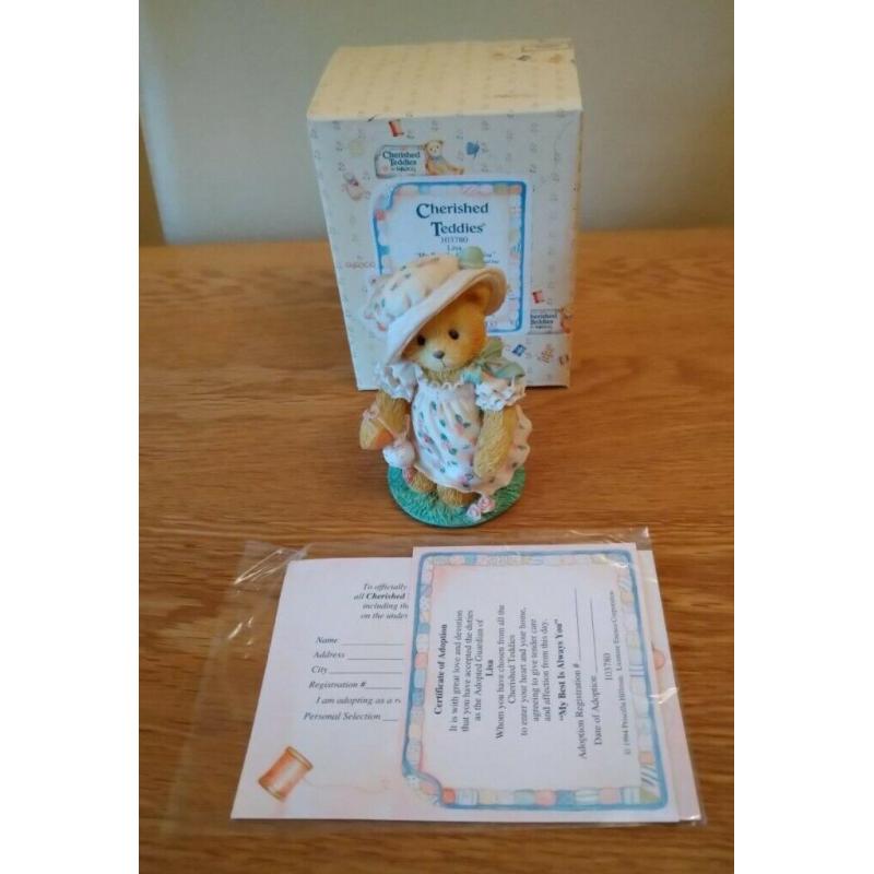 Cherished Teddies 103780 Lisa With Adoption Certificate & Box As New